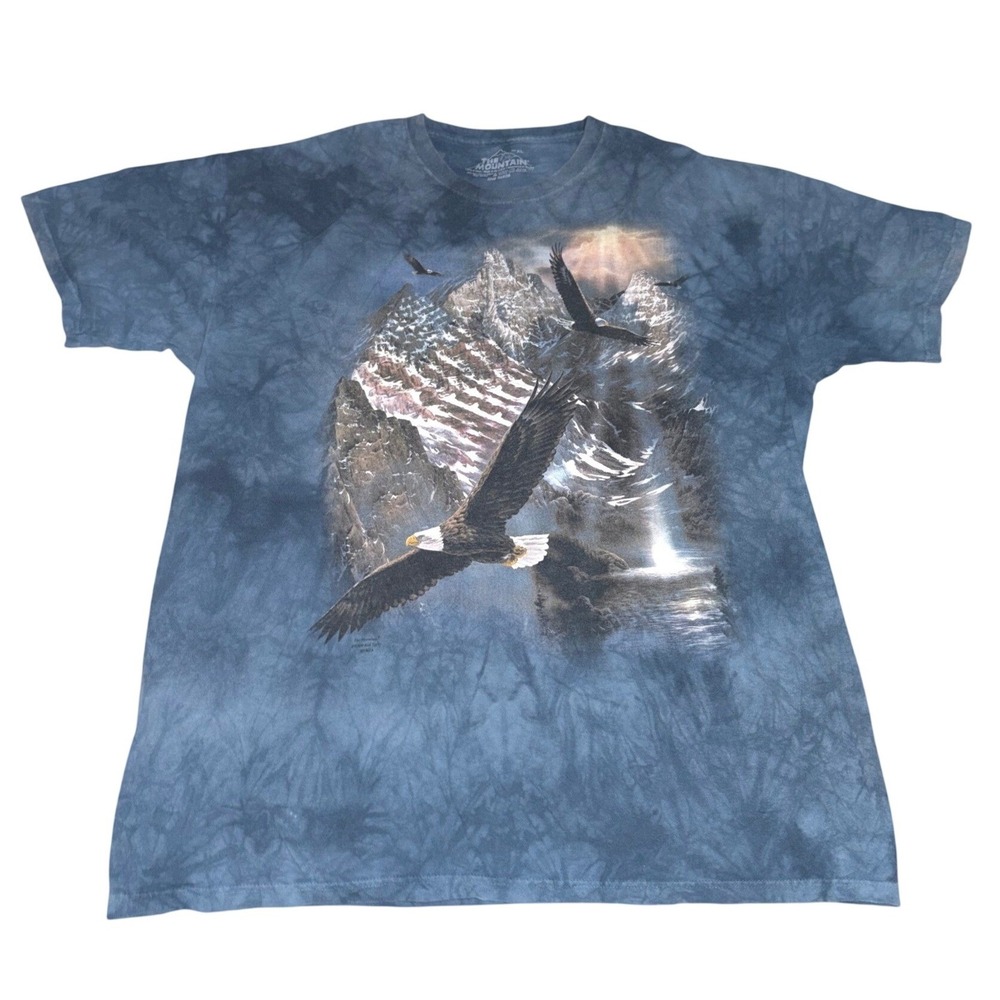 The Mountain Eagle Rick Kelley 2004 Graphic T-Shirt Mens XL Blue Tie-Dye Y2K Tee